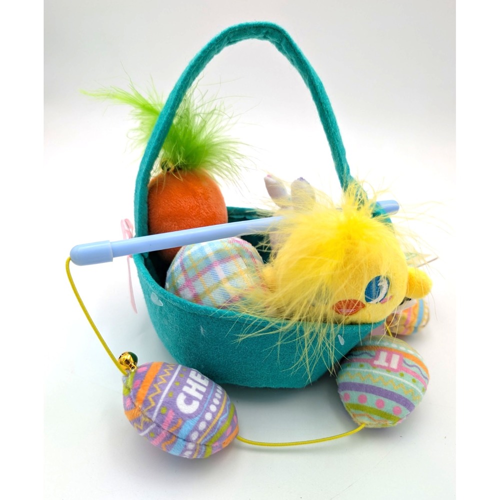 GMason Meow Cat Toy Easter Basket w/Catnip Includes 5 Toys NEW